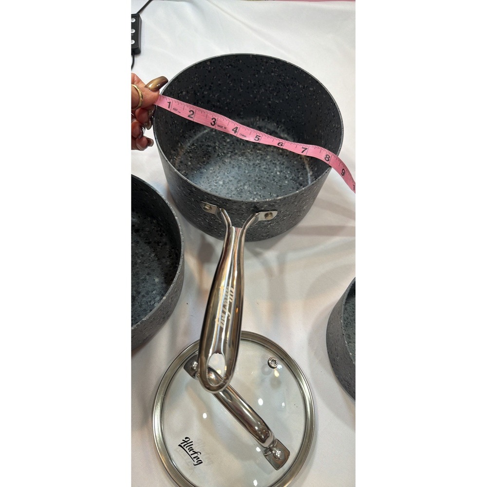 Hlafrg 6 Piece Speckle Cookware Set‎ in Black And Charcoal - Picture 8 of 11